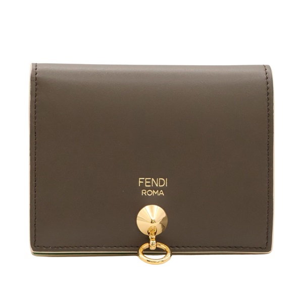 FENDI 芬迪 By The Way 扣式短夾 棕/綠色 牛皮 8M0387 6GM F09YD