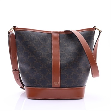 CELINE 賽琳 Medium Bucket 肩背包 棕色 Triomphe 帆布 191442