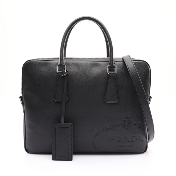 PRADA 普拉達 公事包 兩用包 黑色 Saffiano牛皮 2VE368N