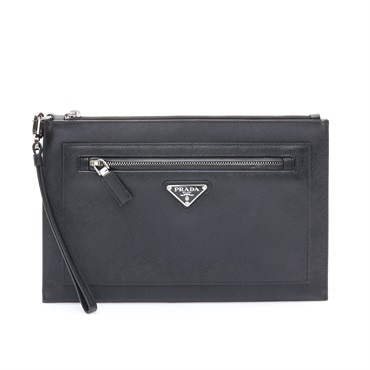 PRADA 普拉達 手拿包 黑色 Saffiano 牛皮 2NH009
