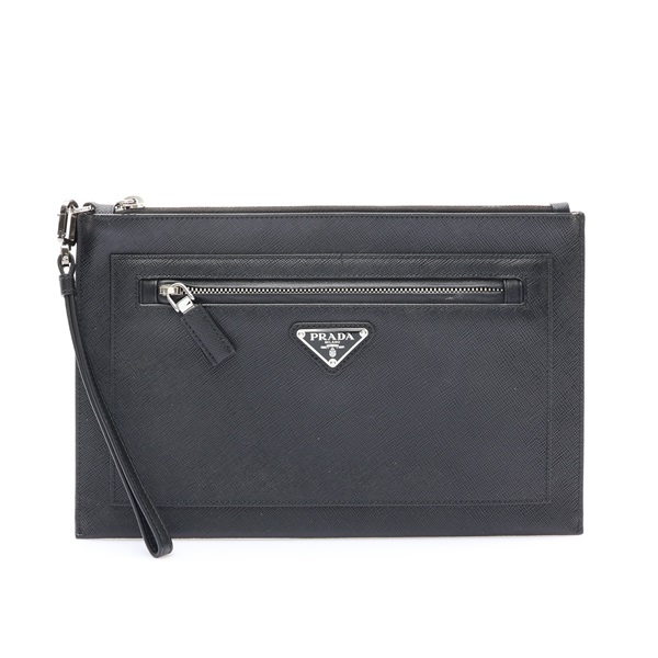 PRADA 普拉達 手拿包 黑色 Saffiano 牛皮 2NH009