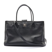 CHANEL 香奈兒 Executive Cerf Tote 兩用包 黑色 荔枝紋 牛皮 銀扣 A15206
