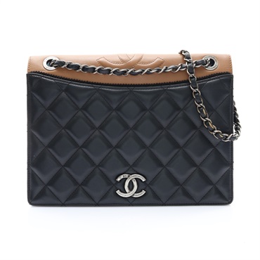 CHANEL 香奈兒 Ballerine Flap Bag 肩背包 黑/棕色 羊皮 銀扣 A93012