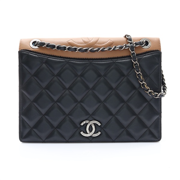 CHANEL 香奈兒 Ballerine Flap Bag 肩背包 黑/棕色 羊皮 銀扣 A93012