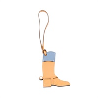 HERMES 愛馬仕 Paddock Boot 吊飾 藍/棕 Swift/Butler牛皮 H069716CK