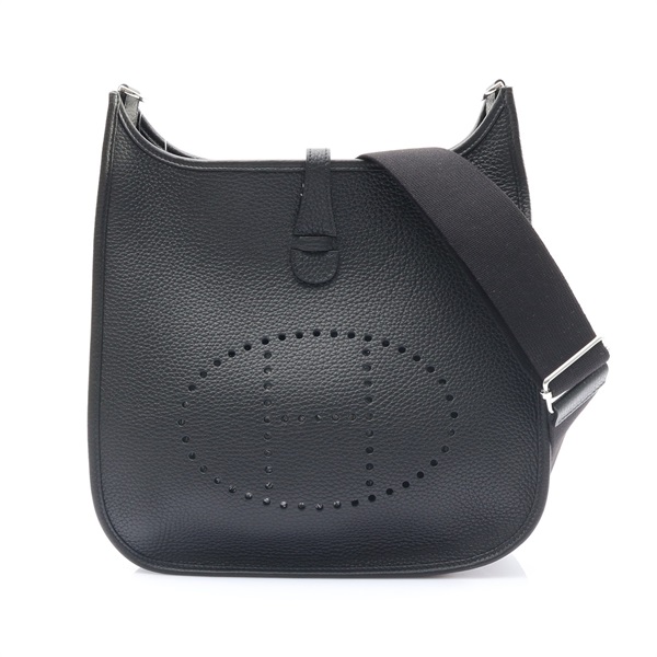 HERMES 愛馬仕 Evelyne 29 肩背包 Clemence牛皮 黑色 銀扣 B刻