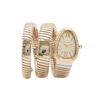 BVLGARI 寶格麗 Serpenti Tubogas 腕錶 銀色蛋白石錶盤 18K黃金 不鏽鋼 103149
