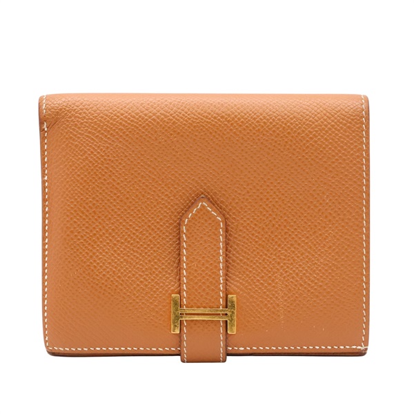 HERMES 愛馬仕 Bearn Compact 二折短夾 金棕色 Epsom 牛皮 U刻 金扣 H039790CC