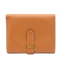 HERMES 愛馬仕 Bearn Compact 二折短夾 金棕色 Epsom 牛皮 U刻 金扣 H039790CC