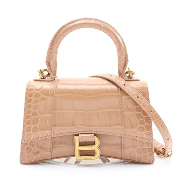 Balenciaga 巴黎世家 Hourglass XS Top Handle 兩用包 淺褐色 牛皮 592833 9607
