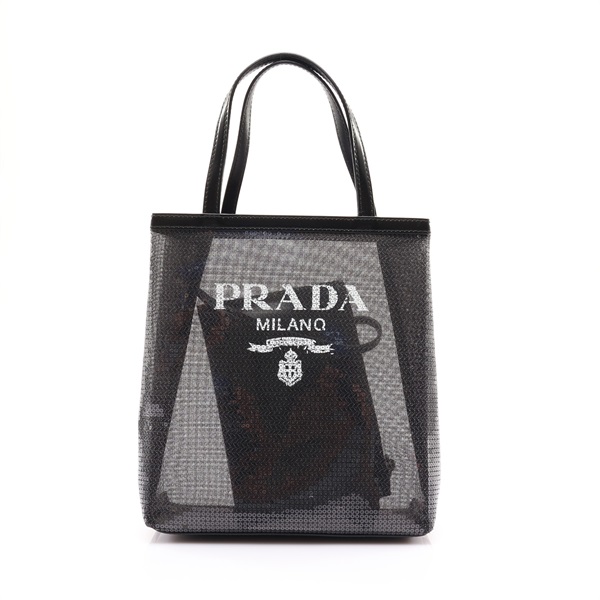 PRADA 普拉達 Rete Paillettes 手提包 黑色 亮片 1BG417