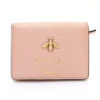 GUCCI 古馳 Blind For Love Bee Accent 蜜蜂 扣式短夾 粉色 牛皮 460185