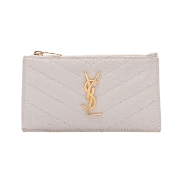 Saint Laurent 聖羅蘭 CASSANDRE MATELASSE 拉鍊 卡夾 零錢包 白色 牛皮 607915