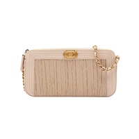 CHANEL 香奈兒 Boy Double Zip Clutch 肩背包 米色 牛皮 金扣 染色 A84069