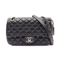 CHANEL 香奈兒 翻蓋相機包 黑色 牛皮 銀釦