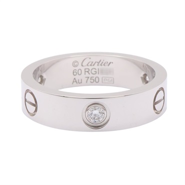 Cartier 卡地亞 Love 3PD 戒指 #60 18K白金 鑽石 CRB4032560