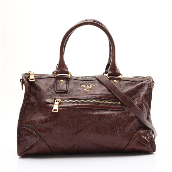 PRADA 普拉達 Cervo Antik 兩用包 深棕色 牛皮 BL0639