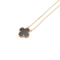 Van Cleef & Arpels 梵克雅寶 Vintage Alhambra 吊墜 項鍊 18K黃金 黑色 縞瑪瑙 VCARA45800