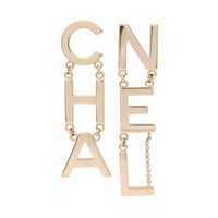 CHANEL 香奈兒 Cha-Nel Logo 垂墜針式耳環 金屬