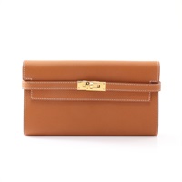 HERMES 愛馬仕 Kelly 長夾 金棕色 牛皮 Z刻 金扣