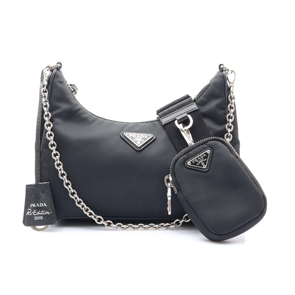 PRADA 普拉達 Re-Edition 2005 兩用包 黑色 尼龍 1BH204