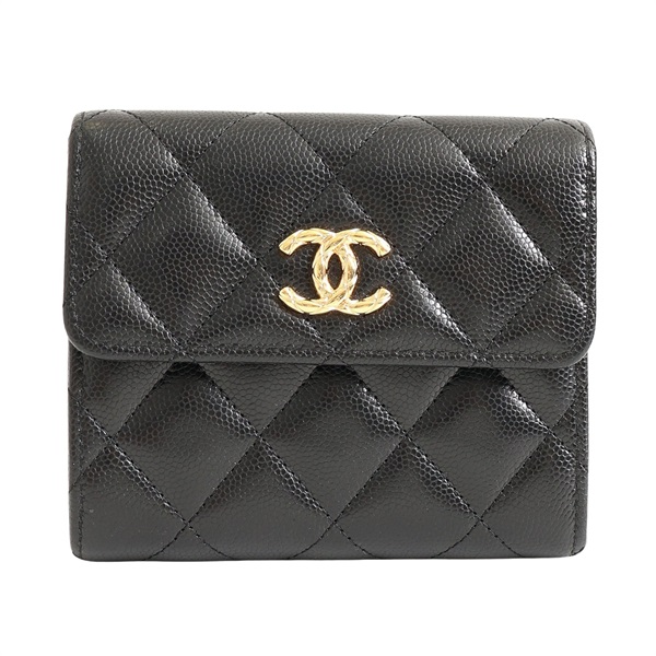 CHANEL 香奈兒 Classic Flap 三折短夾 黑色 荔枝紋 牛皮 金扣
