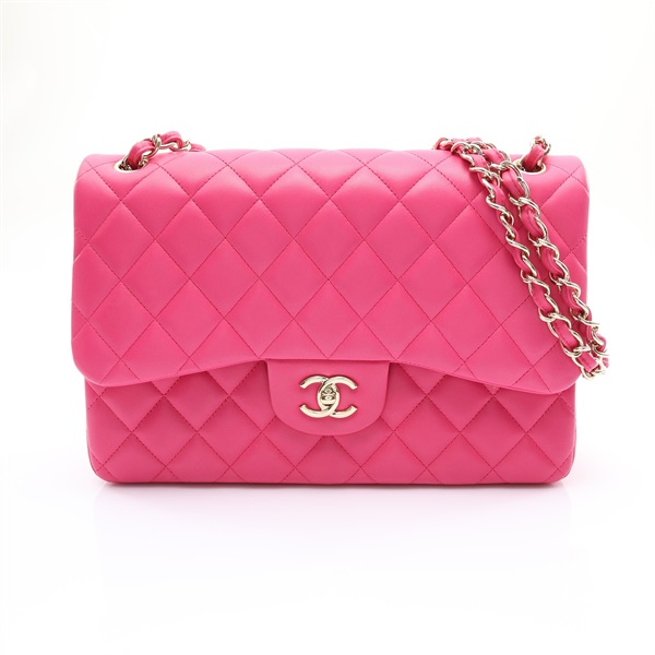 CHANEL 香奈兒 Jumbo 30 鍊帶肩背包 粉色 菱格紋羊皮 金扣 A58600