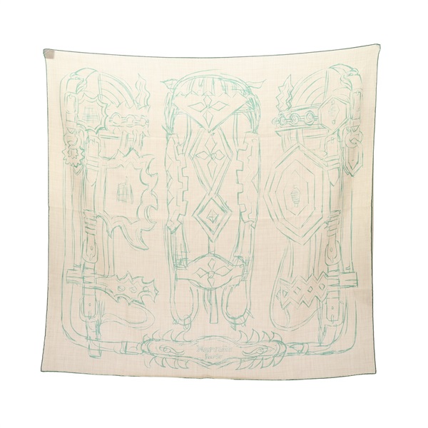 HERMES 愛馬仕 Brides Et Destin Esquisse 90 方巾 米色 羊絨 H394025S
