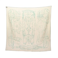 HERMES 愛馬仕 Brides Et Destin Esquisse 90 方巾 米色 羊絨 H394025S