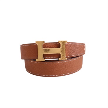 HERMES 愛馬仕 H 雙面皮帶 85cm 金棕/黑色 Box/Togo 牛皮 X刻 金扣 H073967CA