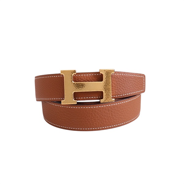 HERMES 愛馬仕 H 雙面皮帶 85cm 金棕/黑色 Box/Togo 牛皮 X刻 金扣 H073967CA
