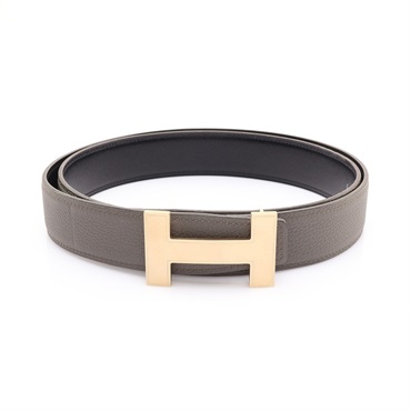 HERMES 愛馬仕 H Buckle 32mm 皮帶 黑色/錫器灰 Togo/Box牛皮 A刻 H073967CAAC090