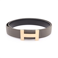 HERMES 愛馬仕 H Buckle 32mm 皮帶 黑色/錫器灰 Togo/Box牛皮 A刻 H073967CAAC090
