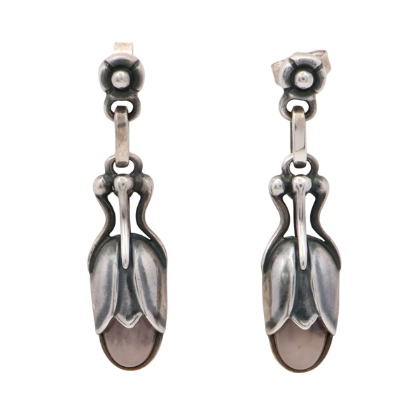 Georg Jensen 喬治傑生 Heritage 2011 耳環 925純銀 粉晶 3417011