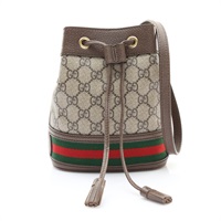 GUCCI 古馳 Web Mini Ophidia 水桶 肩背包 棕色 GG Supreme帆布 550620