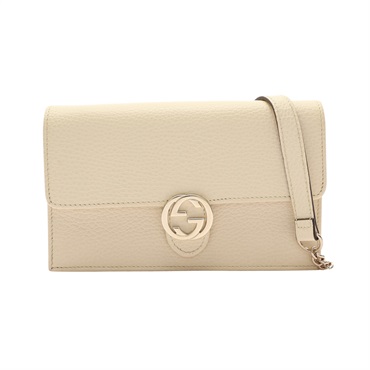 GUCCI 古馳 Interlocking G 肩背包 米色 粒面牛皮 615523