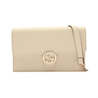 GUCCI 古馳 Interlocking G 肩背包 米色 粒面牛皮 615523