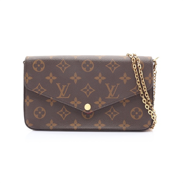 LOUIS VUITTON LV 路易威登 Pochette Felicie 肩背包 棕/紫紅色 原花帆布 M61276