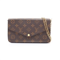 LOUIS VUITTON LV 路易威登 Pochette Felicie 肩背包 棕/紫紅色 原花帆布 M61276