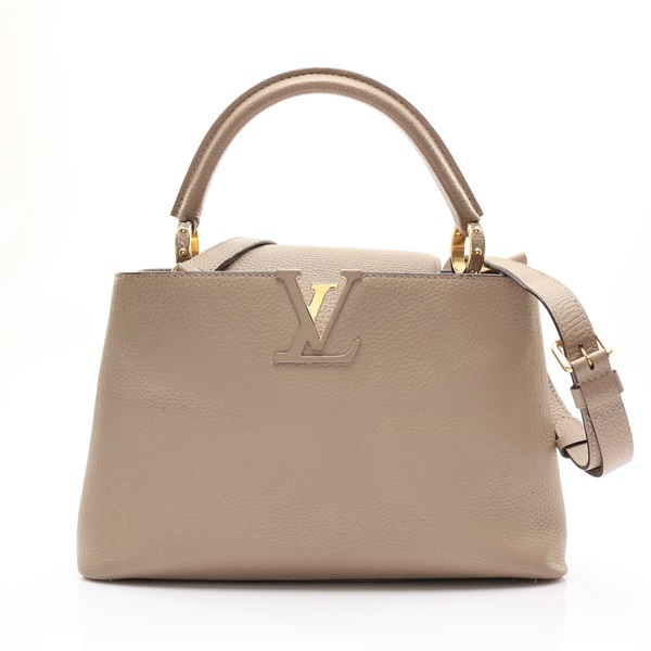 LOUIS VUITTON LV 路易威登 Capucines MM 兩用包 淺棕色 Taurillon 牛皮 M42253