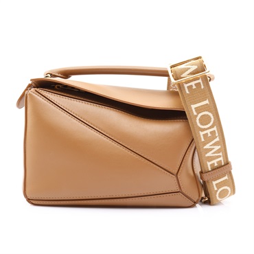 LOEWE 羅威 Small Puzzle Edge 肩背包 棕色 牛皮 (背帶損壞) A510P60X30