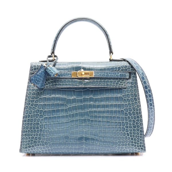 HERMES 愛馬仕 Kelly 25 Alligator鱷魚皮 國王藍 凱莉包 金釦 口B刻 兩用包