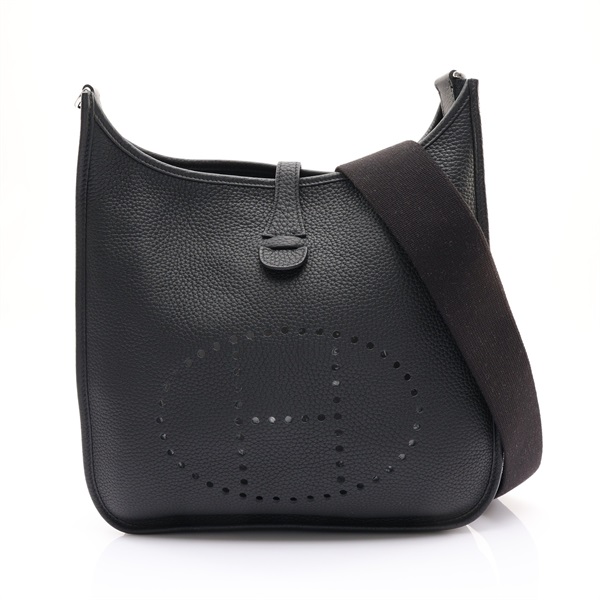 HERMES 愛馬仕 Evelyne 29 Clemence牛皮 黑色 伊芙琳包 銀扣 K刻 肩背包 H056277CK