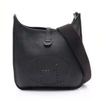 HERMES 愛馬仕 Evelyne 29 Clemence牛皮 黑色 伊芙琳包 銀扣 K刻 肩背包 H056277CK