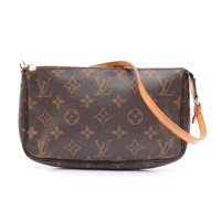 LOUIS VUITTON LV 路易威登 Pochette Accessoires 手提包 棕色 原花 帆布 M40712