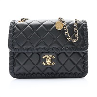 CHANEL 香奈兒 My Own Frame Flap 肩背包 黑色 羊皮 絎縫 金釦 AS2496