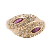 JEWELRY 無品牌珠寶 戒指 18K黃金 鋪鑽 紅寶石