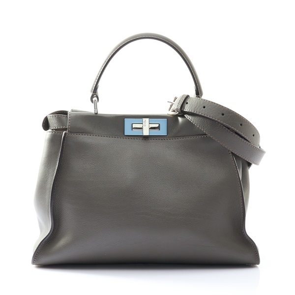 FENDI 芬迪 Peekaboo 兩用包 灰色 牛皮 8BN290 8BN290