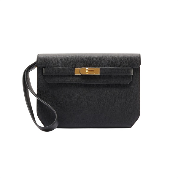 HERMES 愛馬仕 Kelly Depeches 25 Togo 牛皮 手提包 黑色 金扣 Y刻 H078401CC89