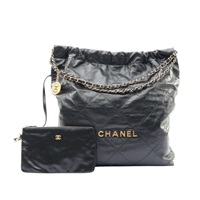 CHANEL 香奈兒 22 大號 肩背包 黑色牛皮 金扣 AS3262